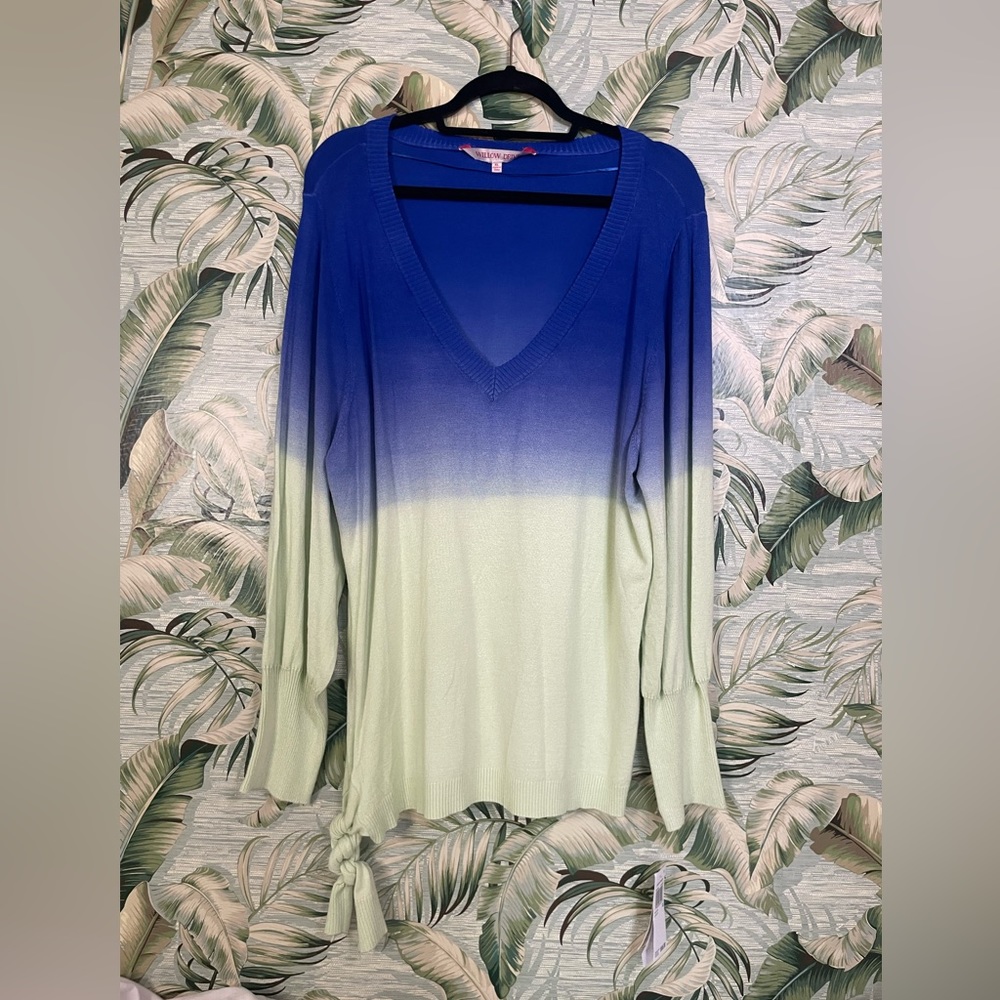 NWT Willow Drive, dip dye v neck blue and sage blouse